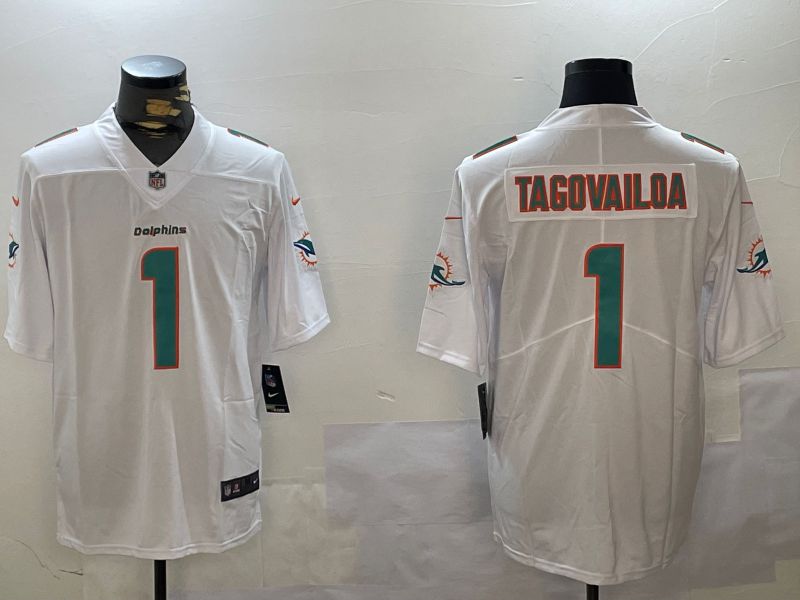 Men Miami Dolphins #1 Tagovailoa White Second generation 2024 Nike Limited NFL Jersey style 1->women nfl jersey->Women Jersey